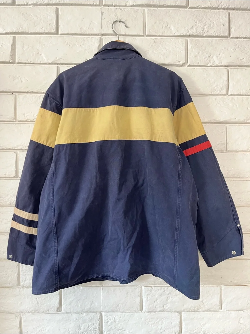 RARE Vintage Polo Ralph Lauren Fireman Jacket Mens Large Navy Blue Yellow Red